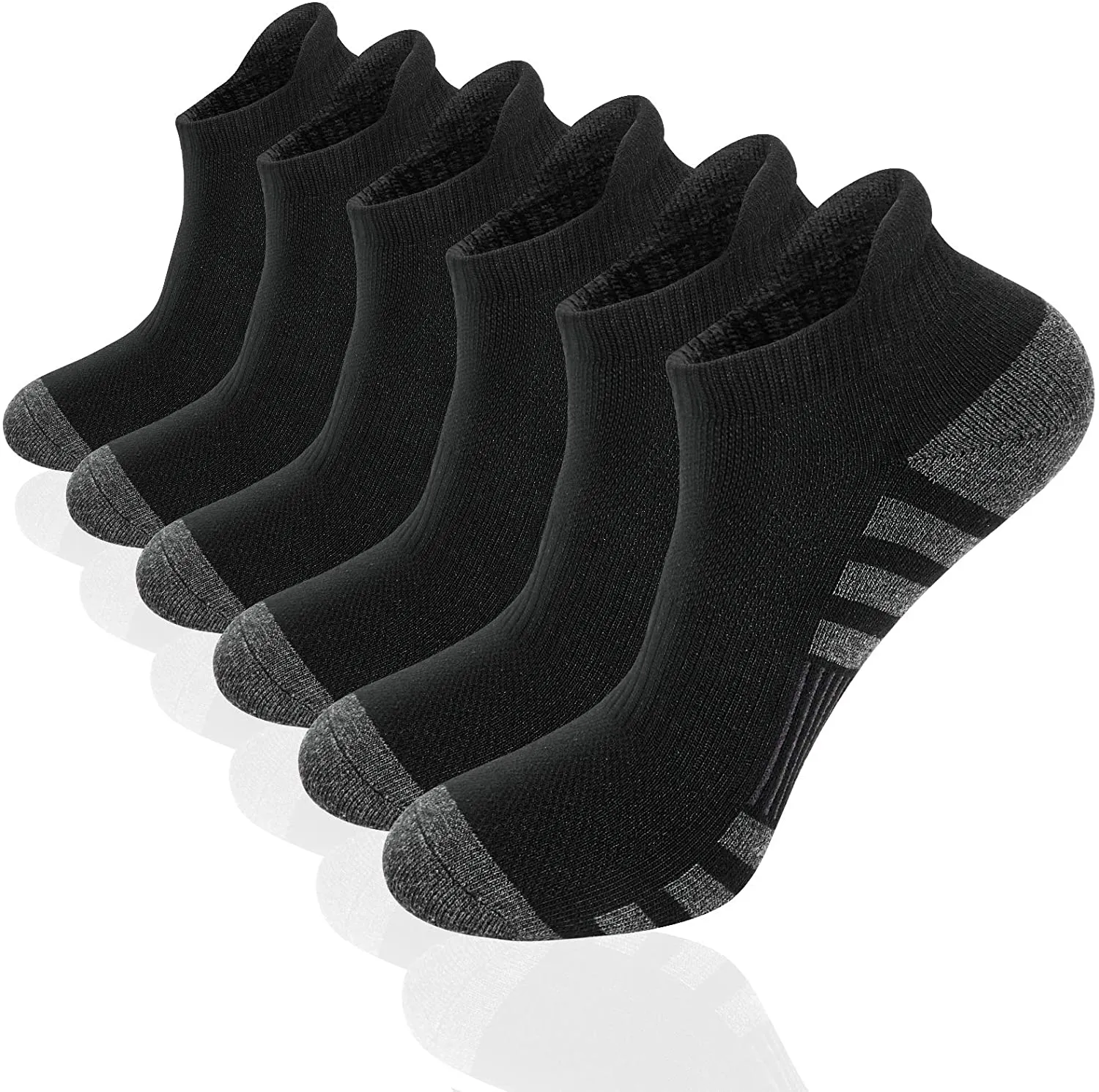 Airacker Ankle Athletic Running Socks Cushioned Breathable Low Cut Sports Tab Socks for Men and Women (6 Pairs)