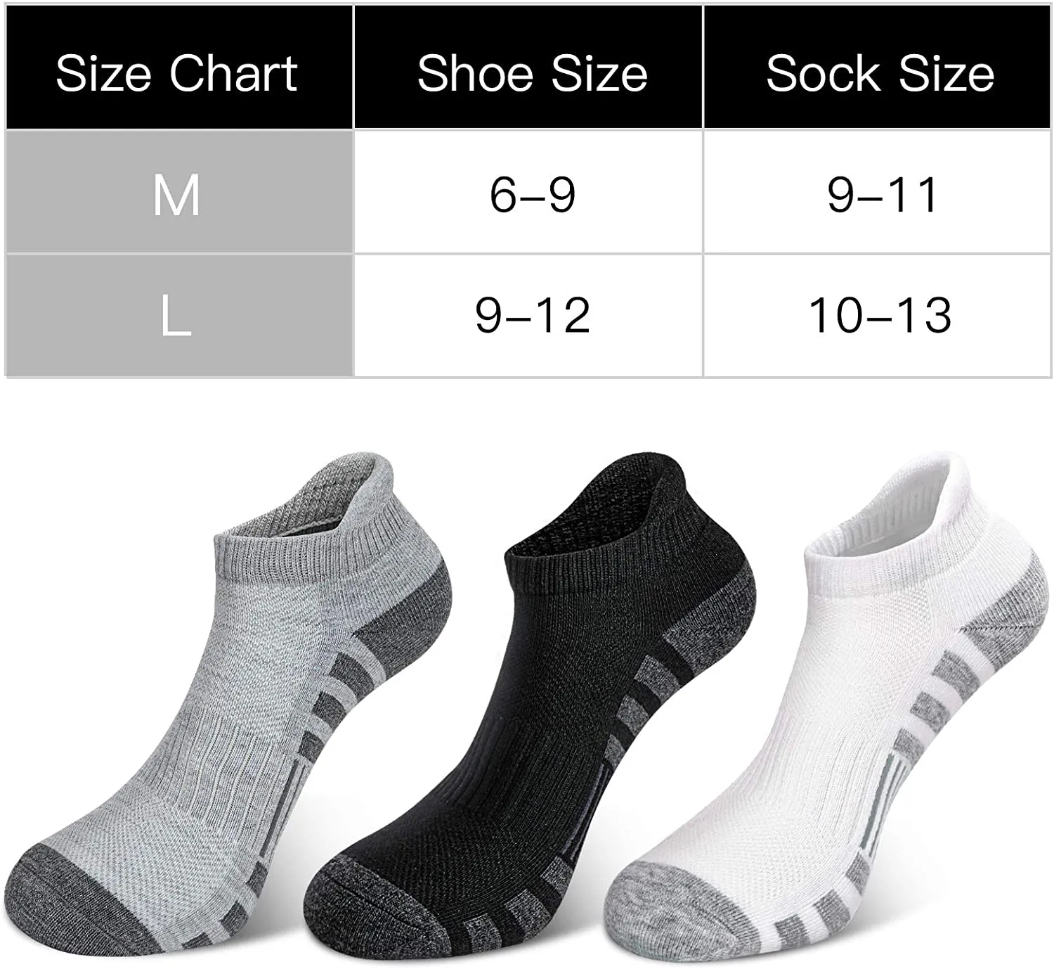 Airacker Ankle Athletic Running Socks Cushioned Breathable Low Cut Sports Tab Socks for Men and Women (6 Pairs)