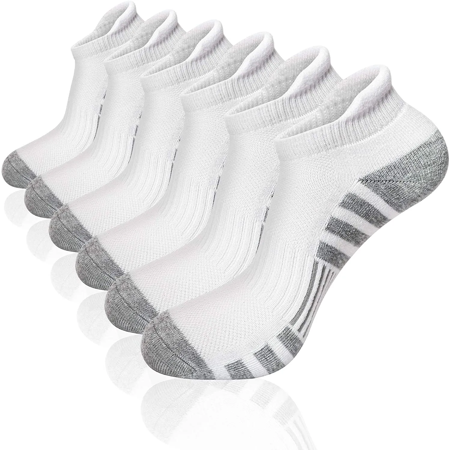 Airacker Ankle Athletic Running Socks Cushioned Breathable Low Cut Sports Tab Socks for Men and Women (6 Pairs)