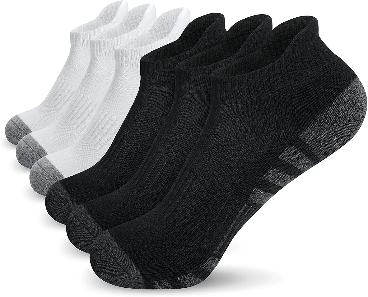 Airacker Ankle Athletic Running Socks Cushioned Breathable Low Cut Sports Tab Socks for Men and Women (6 Pairs)