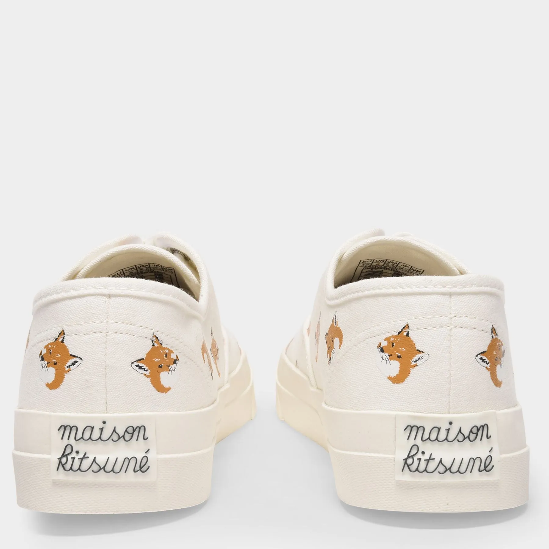 All Over Fox Head Sneakers in White Canvas