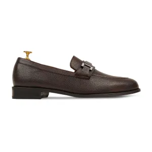 Athena - Men's Dark Brown Pebble Grain Leather Loafer