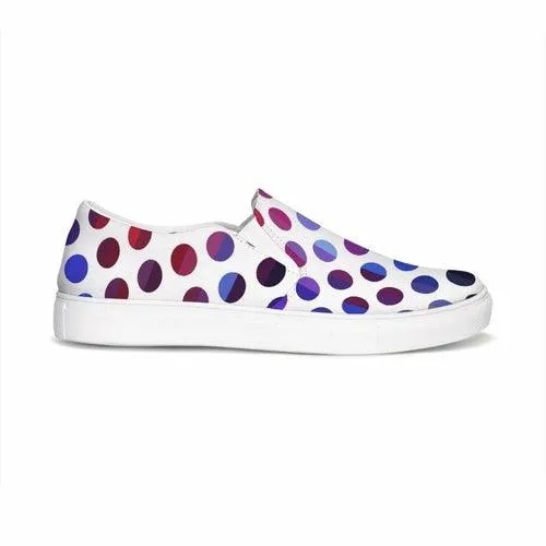 Athletic Sneakers, Low Cut Polka Dot Canvas Slip-on Sports Shoes