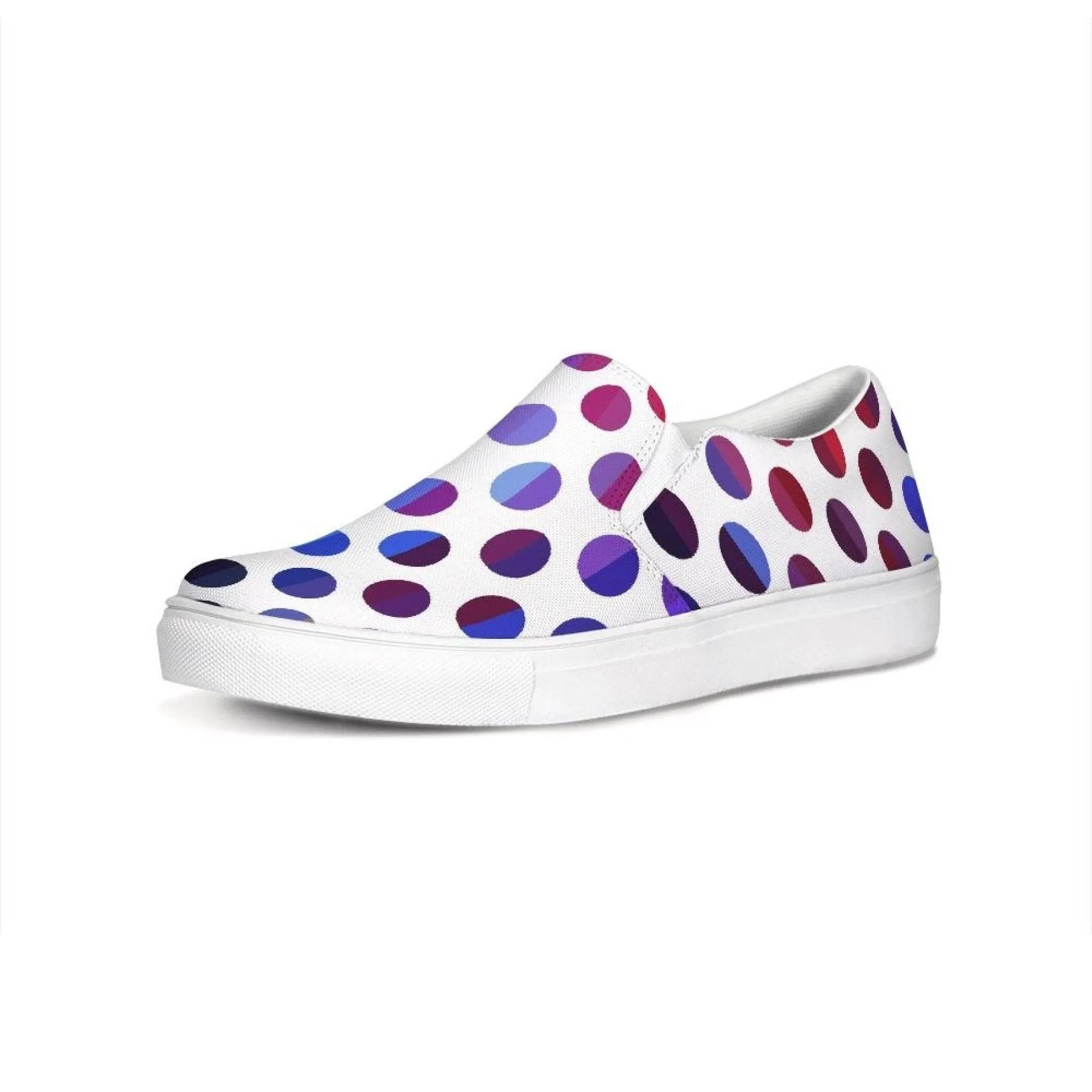 Athletic Sneakers, Low Cut Polka Dot Canvas Slip-on Sports Shoes