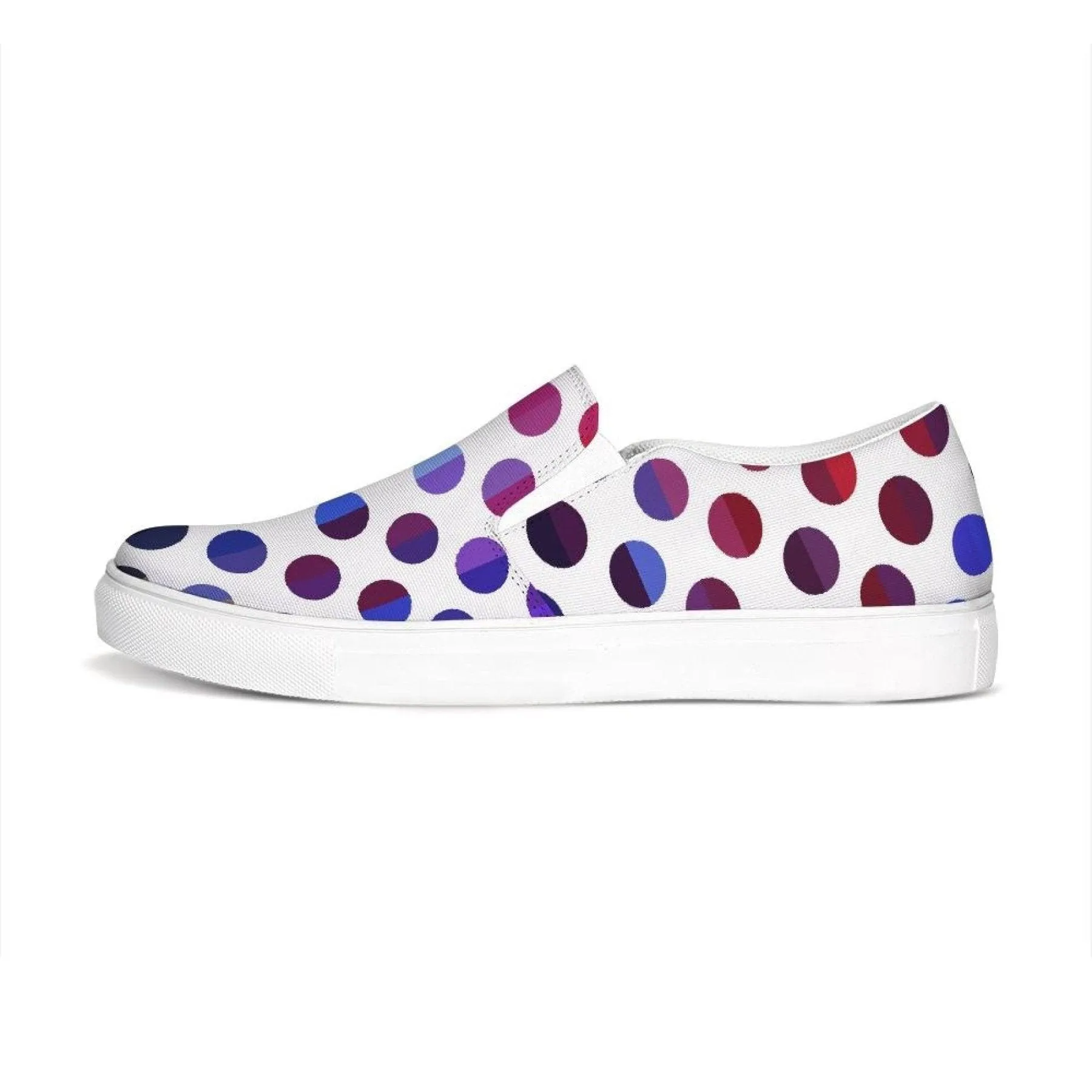 Athletic Sneakers, Low Cut Polka Dot Canvas Slip-on Sports Shoes