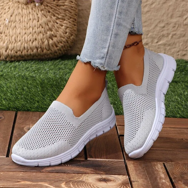 Breathable Mesh Round Toe Slip-Ons