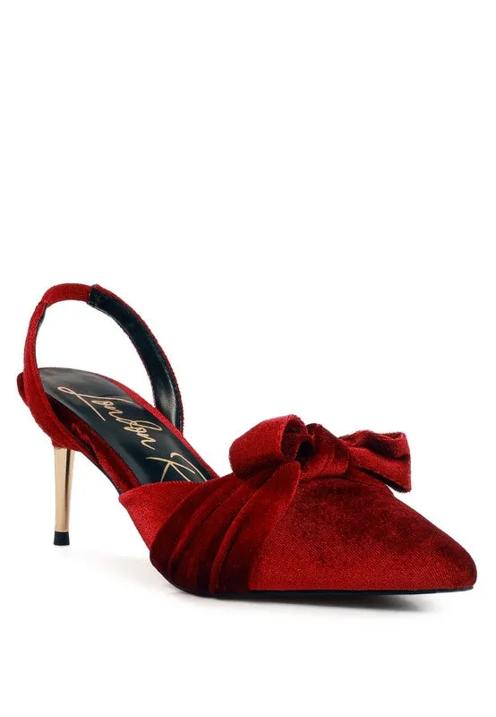 Burgundy Mayfair Velvet High Heeled Mule Sandals