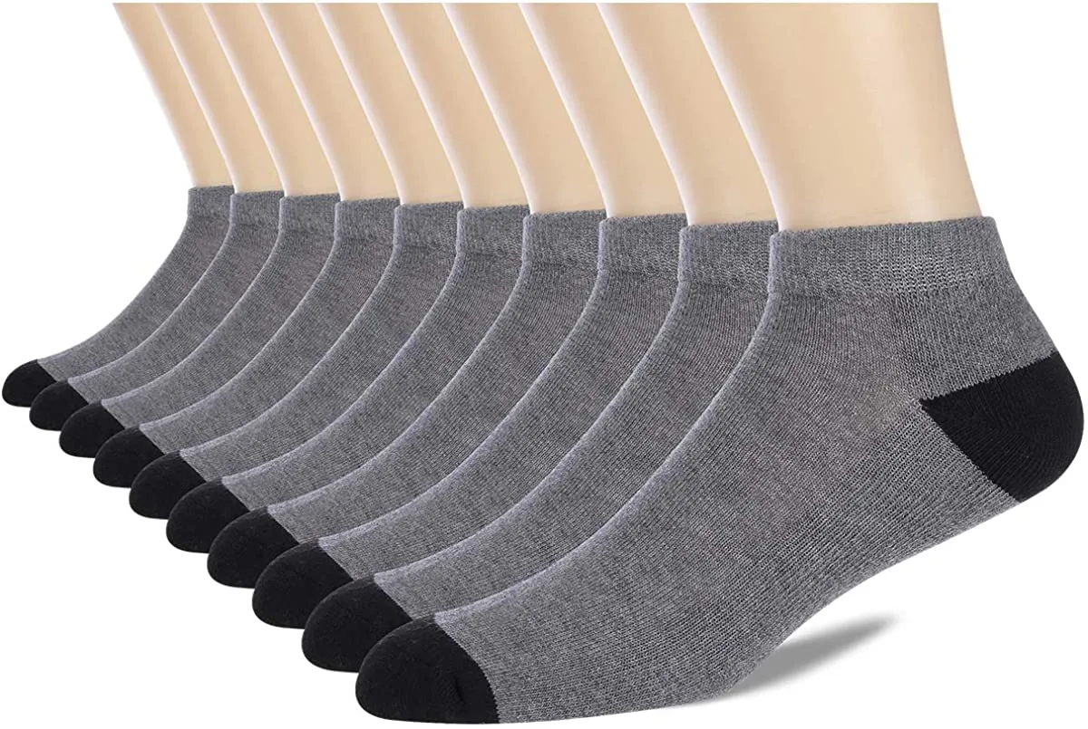 COOVAN 10 Pairs Mens Cushion Ankle Socks Men 10 Pack Low Cut Comfort Breathable Casual Socks