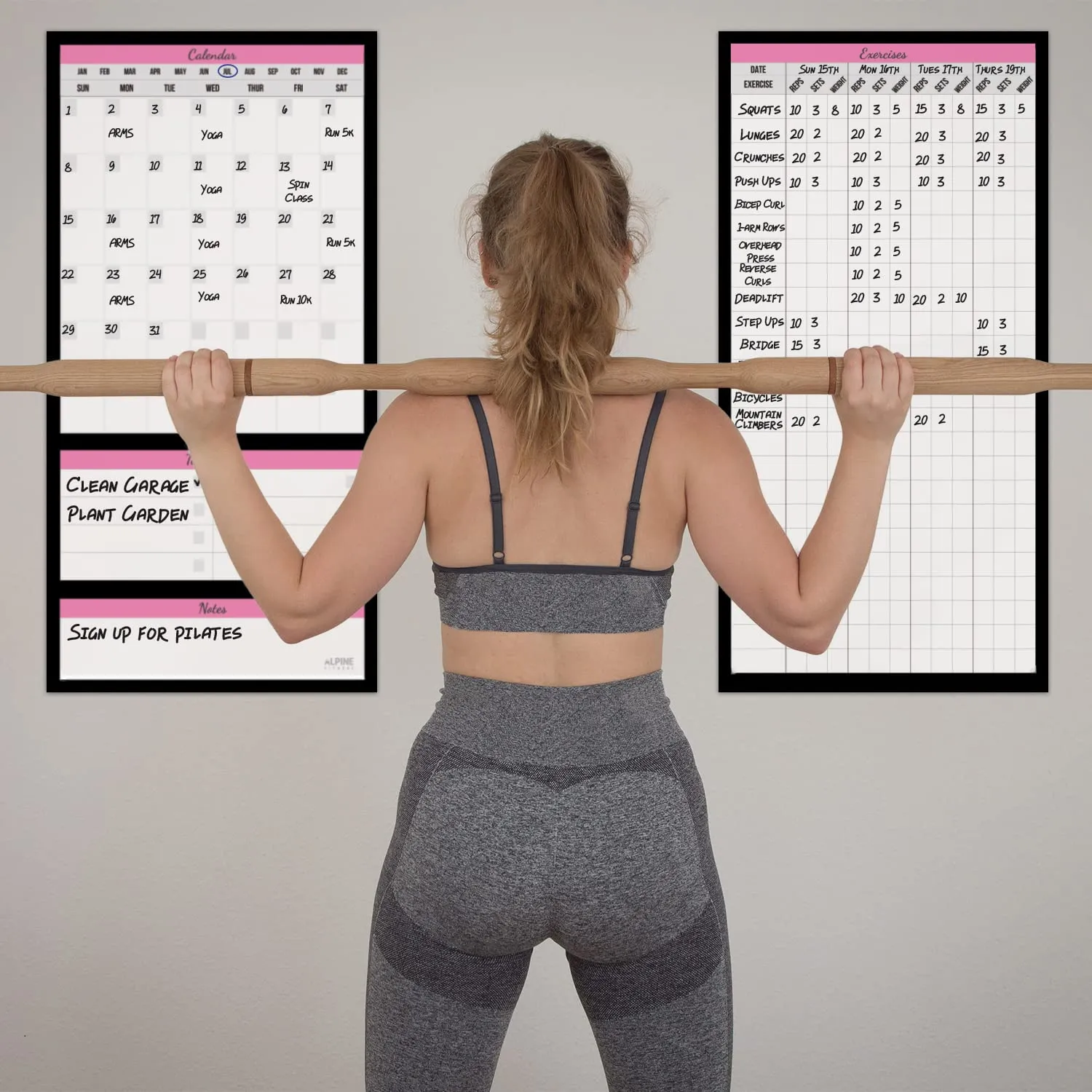 Dry Erase Workout Calendar Planner - Pink Workout Planner for Women with a Fitness