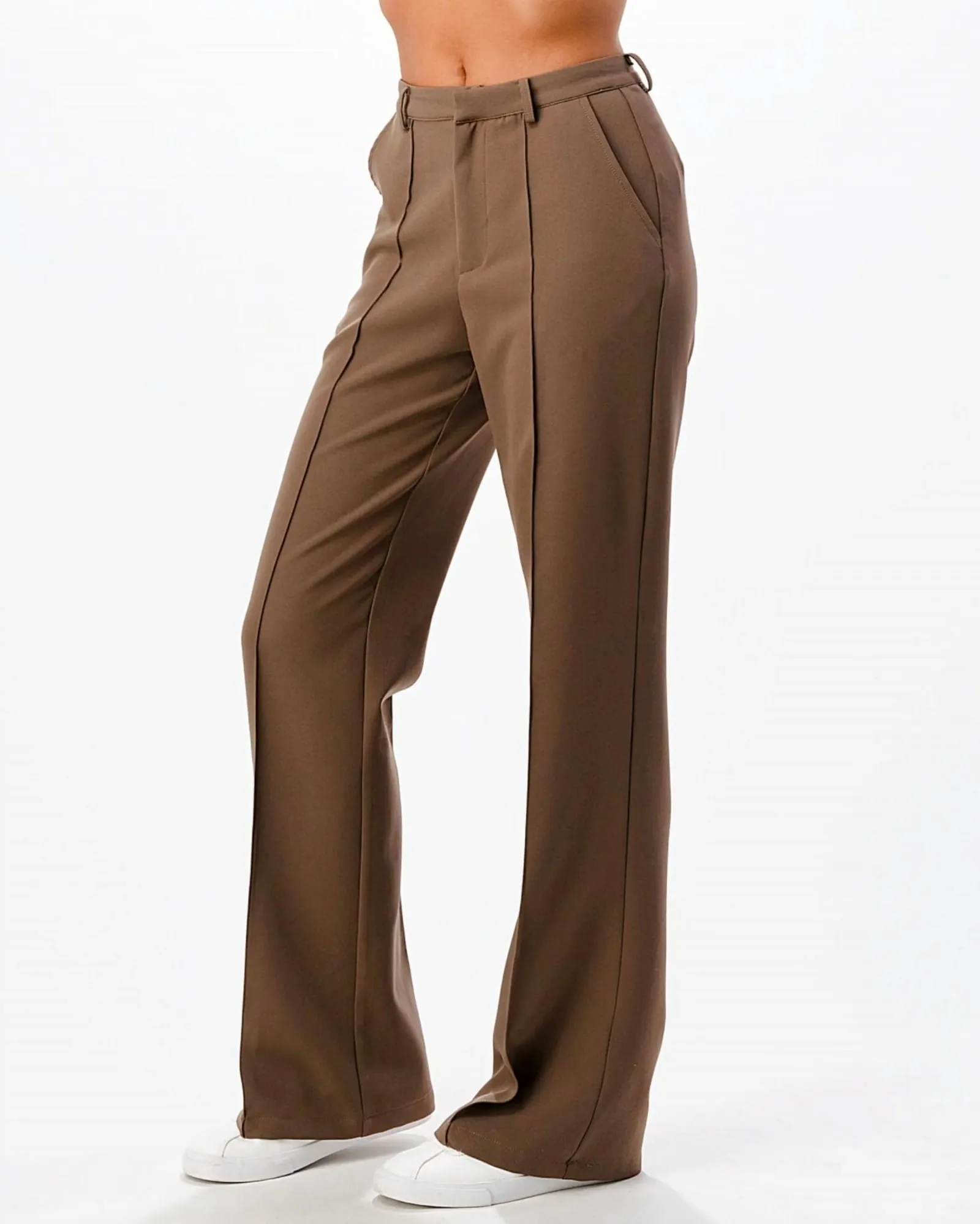 Front Seam Wide Leg Pants in Brown | Brown