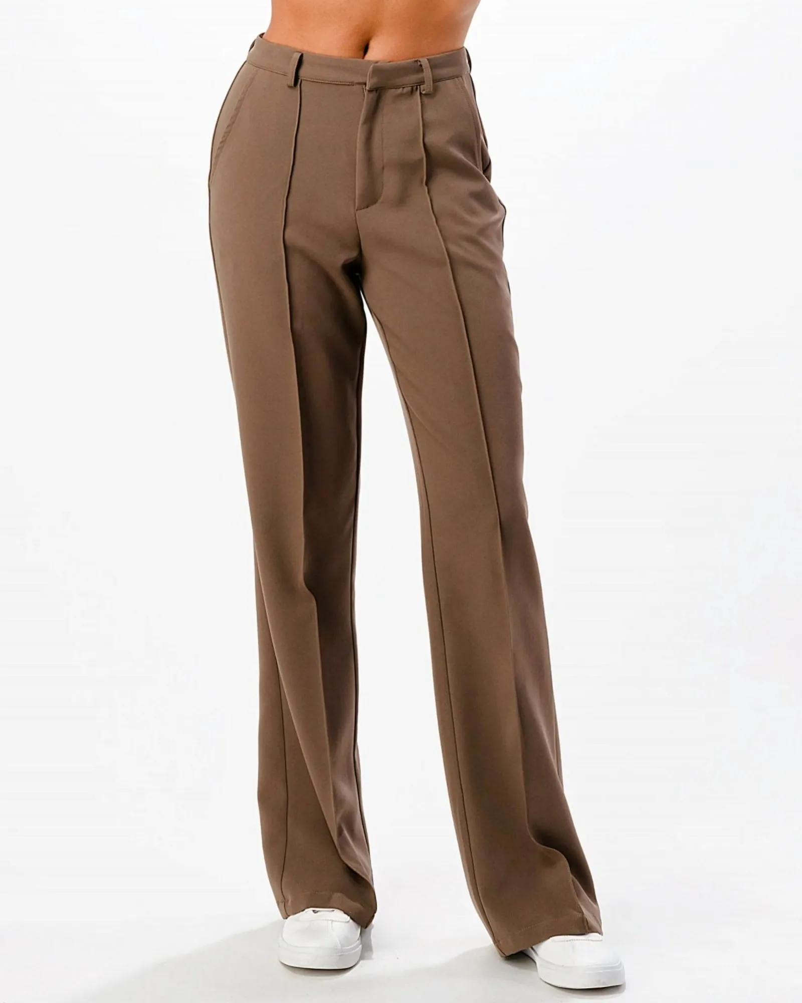 Front Seam Wide Leg Pants in Brown | Brown