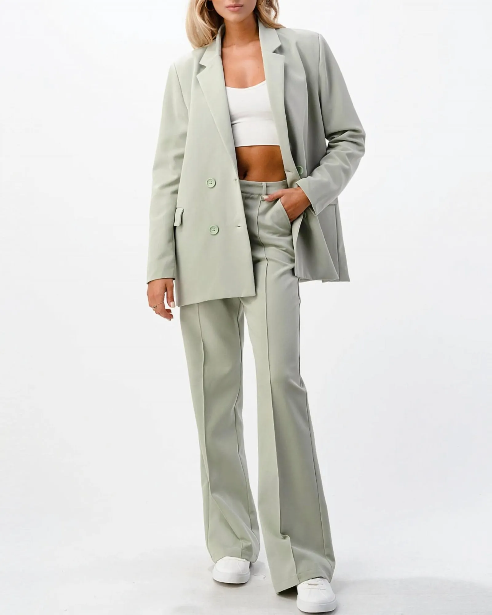 Front Seam Wide Leg Pants in Sage | Sage