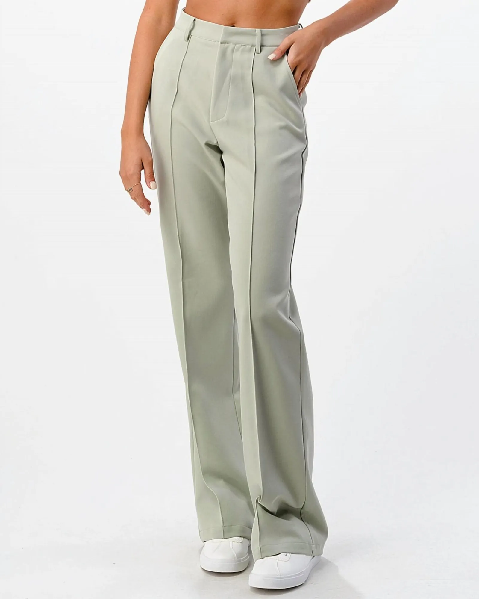 Front Seam Wide Leg Pants in Sage | Sage