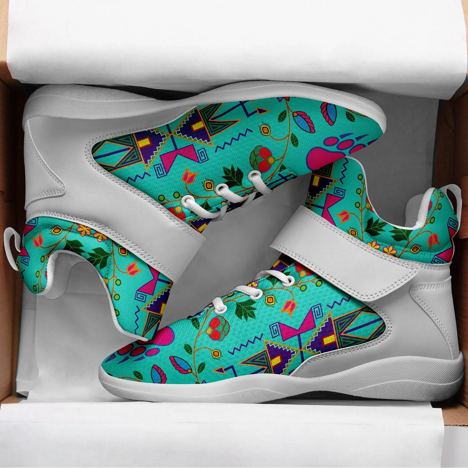 Geometric Floral Fall Sky Ipottaa Basketball / Sport High Top Shoes