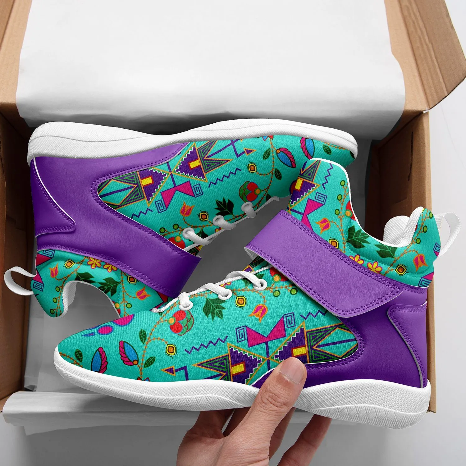 Geometric Floral Fall Sky Ipottaa Basketball / Sport High Top Shoes