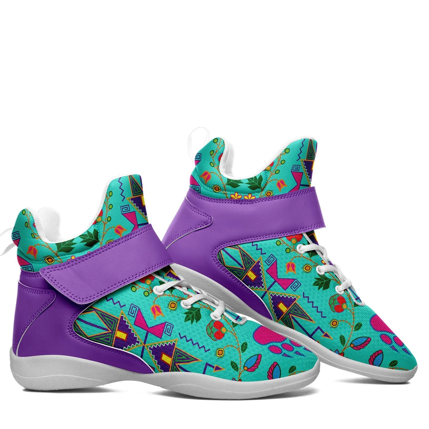 Geometric Floral Fall Sky Ipottaa Basketball / Sport High Top Shoes