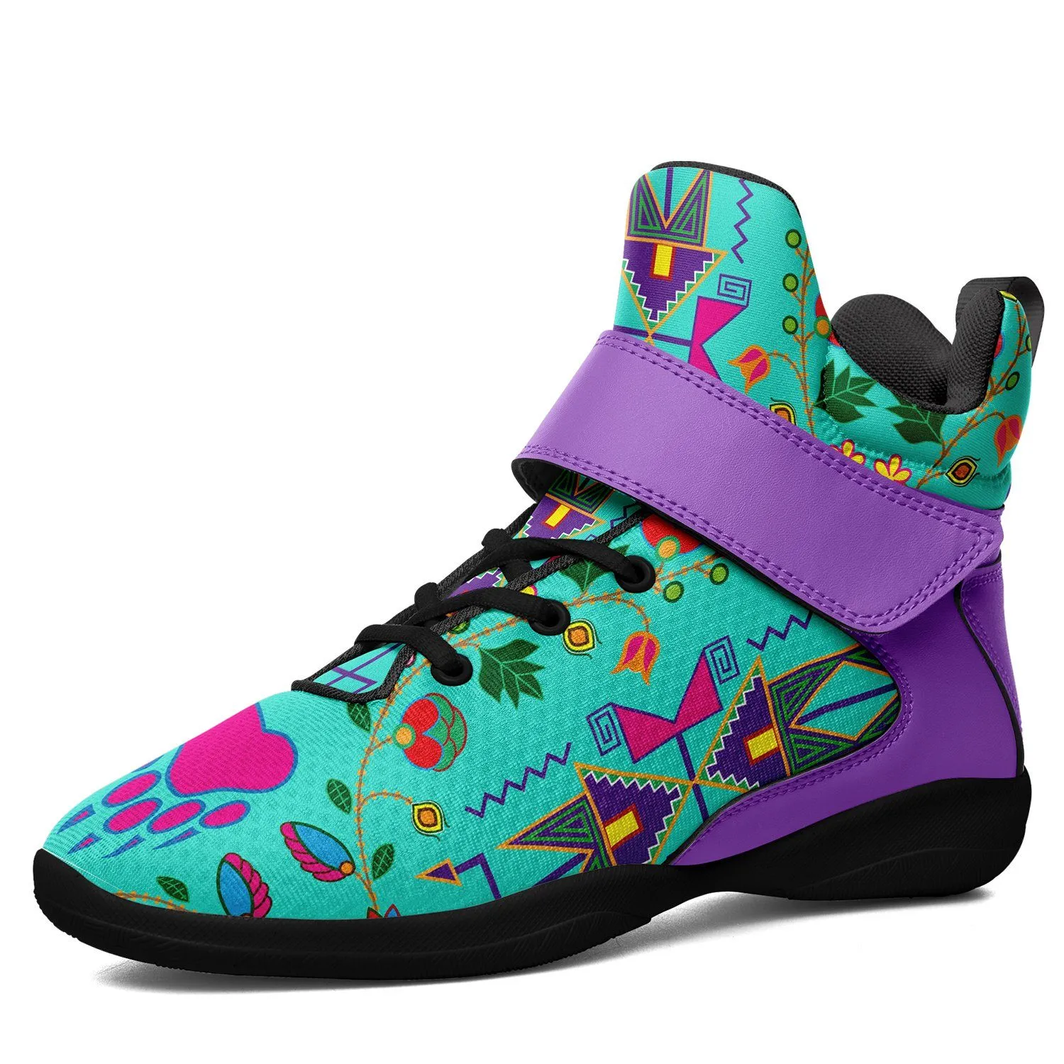 Geometric Floral Fall Sky Ipottaa Basketball / Sport High Top Shoes