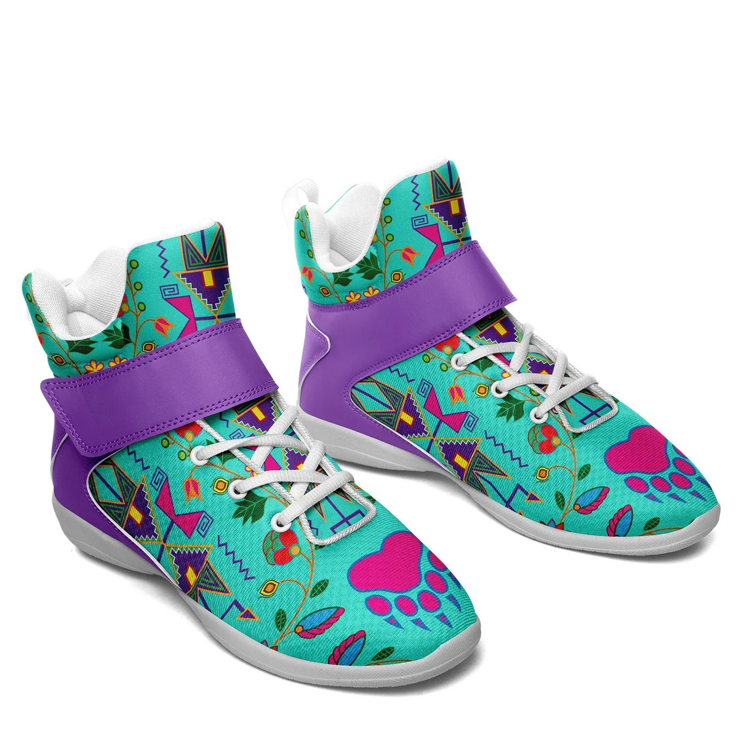 Geometric Floral Fall Sky Ipottaa Basketball / Sport High Top Shoes