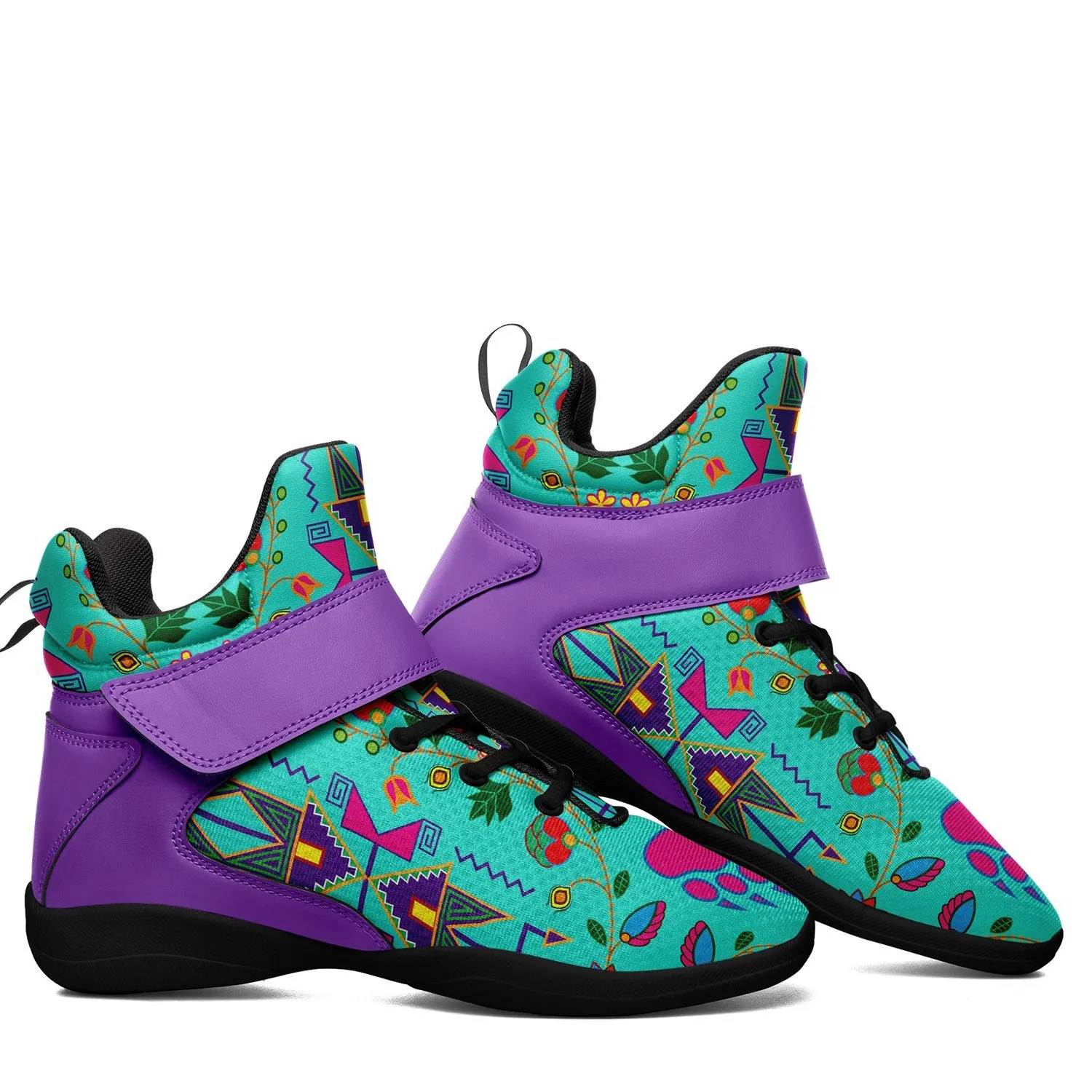 Geometric Floral Fall Sky Ipottaa Basketball / Sport High Top Shoes