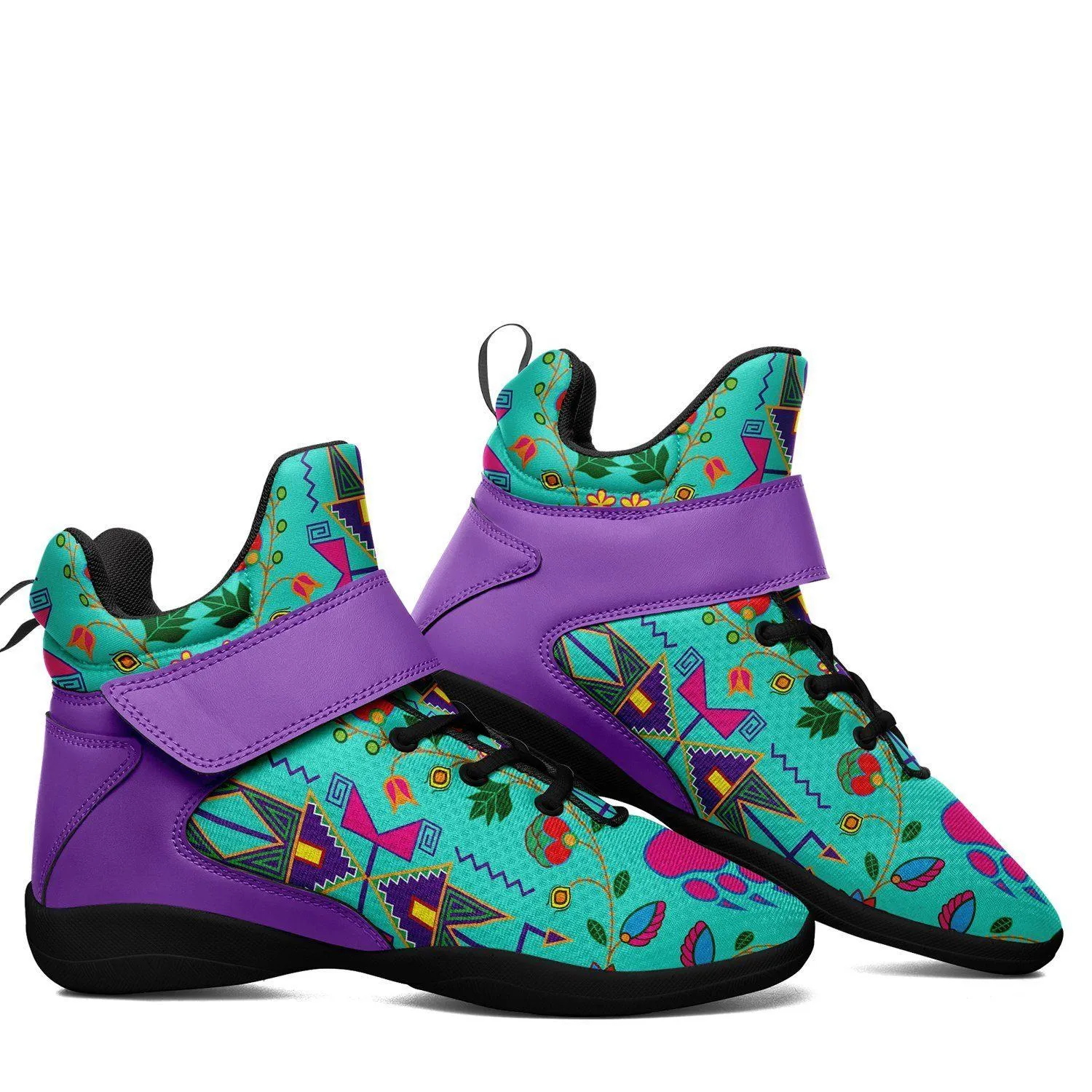 Geometric Floral Fall Sky Kid's Ipottaa Basketball / Sport High Top Shoes