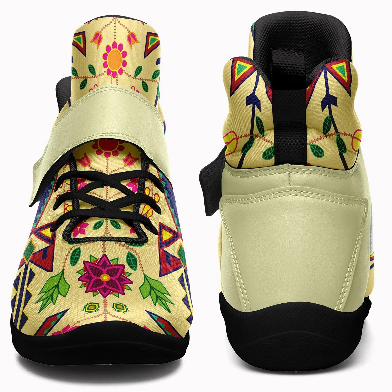 Geometric Floral Spring Vanilla Kid's Ipottaa Basketball / Sport High Top Shoes