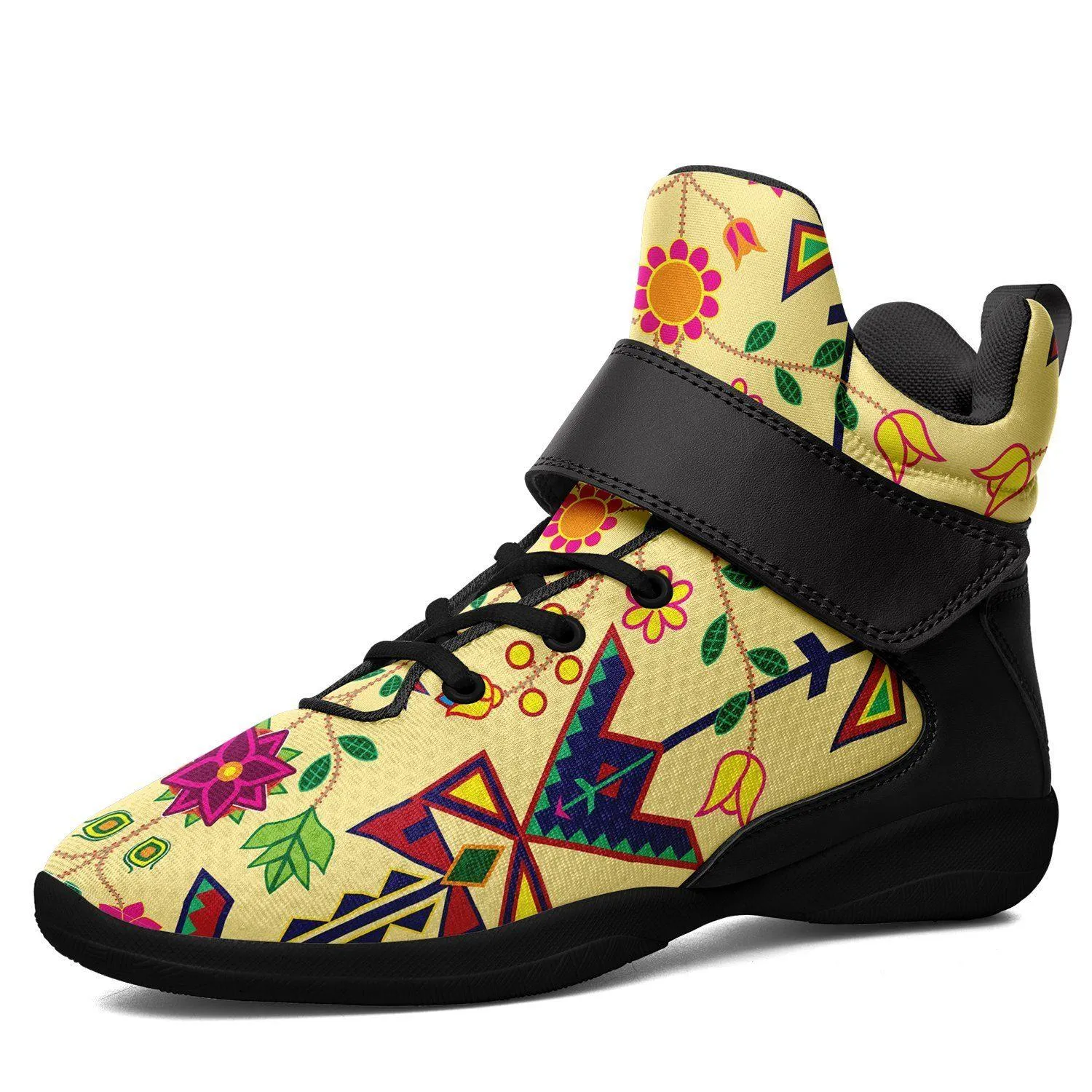 Geometric Floral Spring Vanilla Kid's Ipottaa Basketball / Sport High Top Shoes