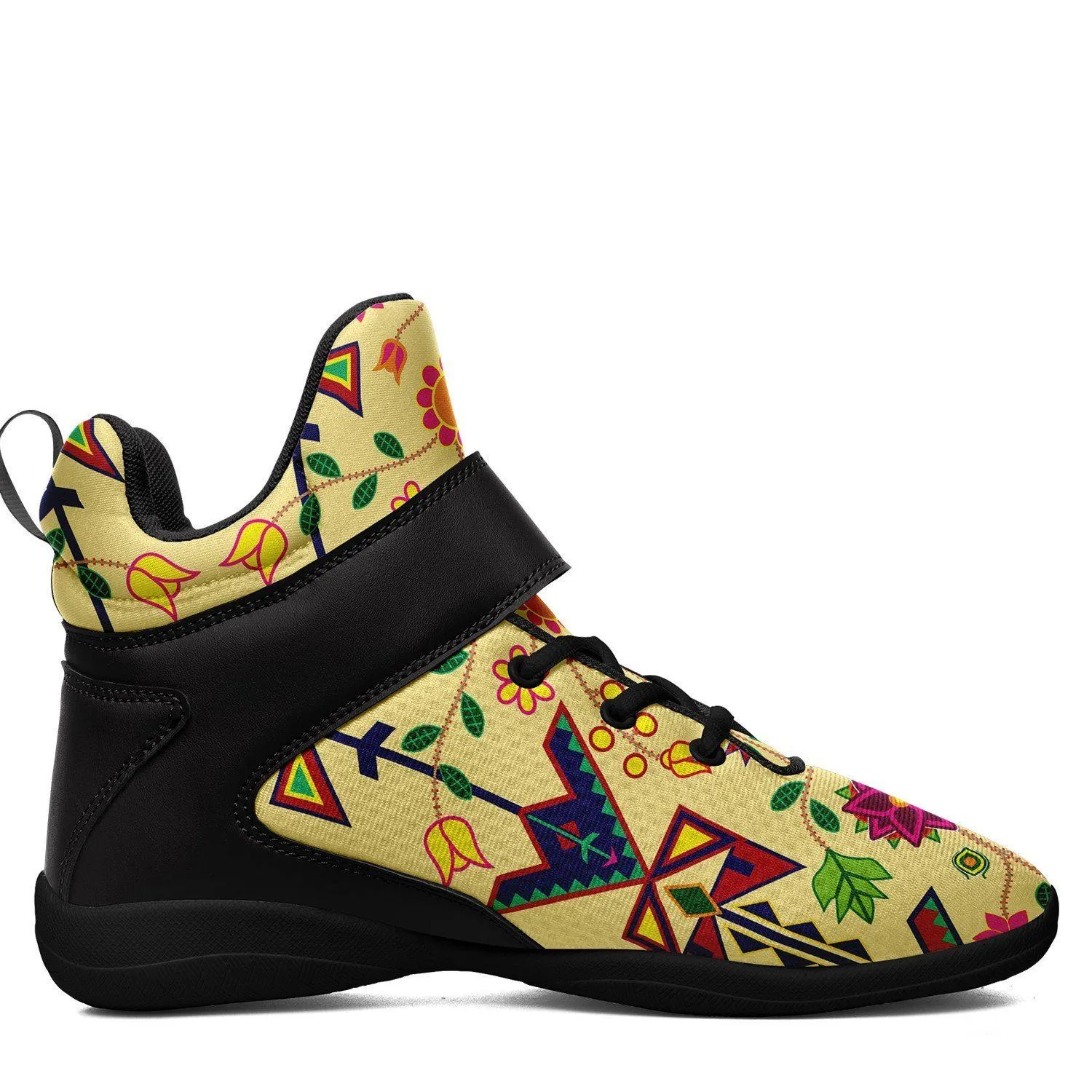 Geometric Floral Spring Vanilla Kid's Ipottaa Basketball / Sport High Top Shoes