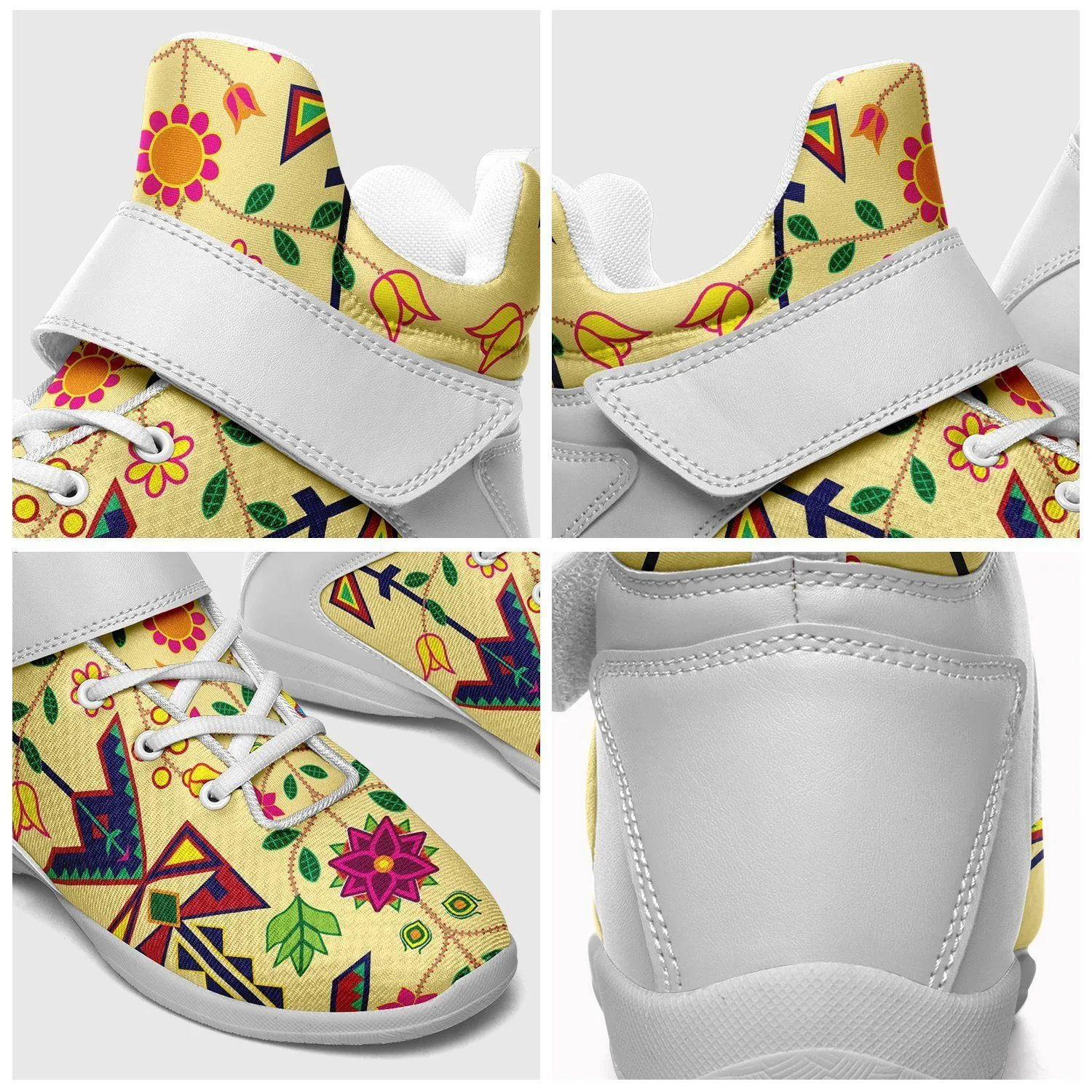 Geometric Floral Spring Vanilla Kid's Ipottaa Basketball / Sport High Top Shoes