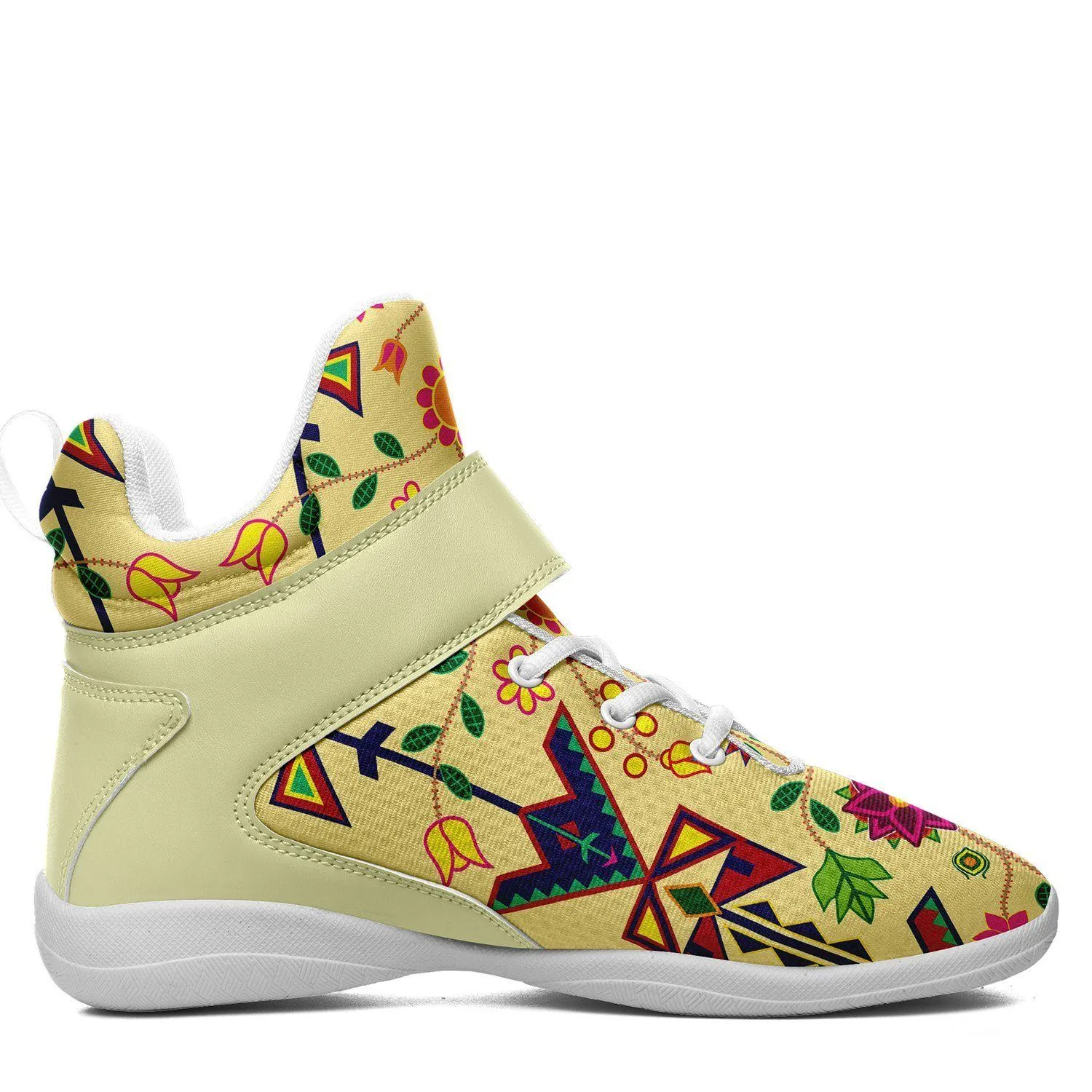 Geometric Floral Spring Vanilla Kid's Ipottaa Basketball / Sport High Top Shoes