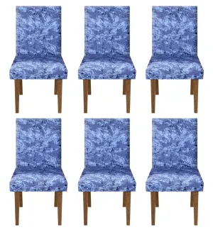 Heart Home Camouflage Printed Elastic Stretchable Polyster Chair Cover for Home, Office, Hotels, Wedding Banquet- Pack of 6 (Blue)-50HH0965