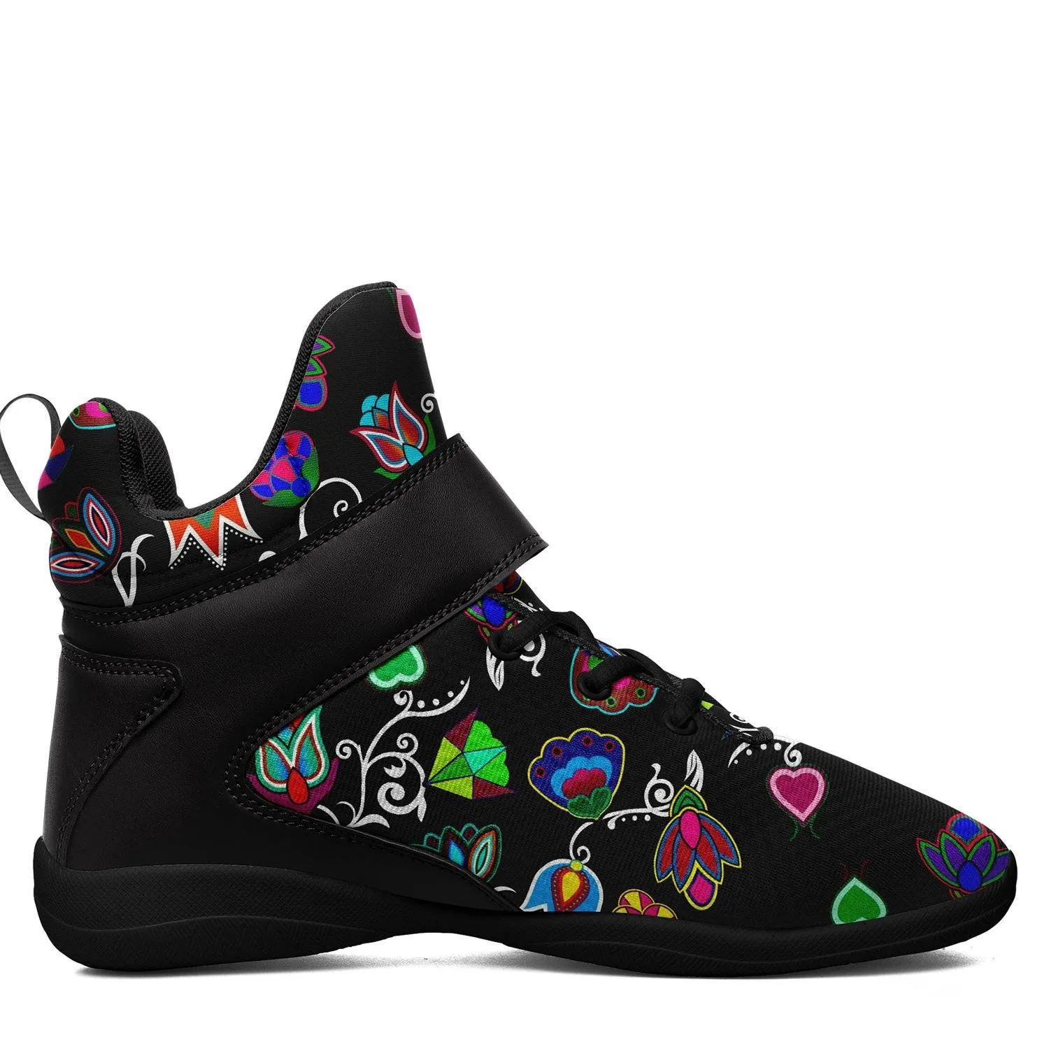 Indigenous Paisley Black Ipottaa Basketball / Sport High Top Shoes - Black Sole