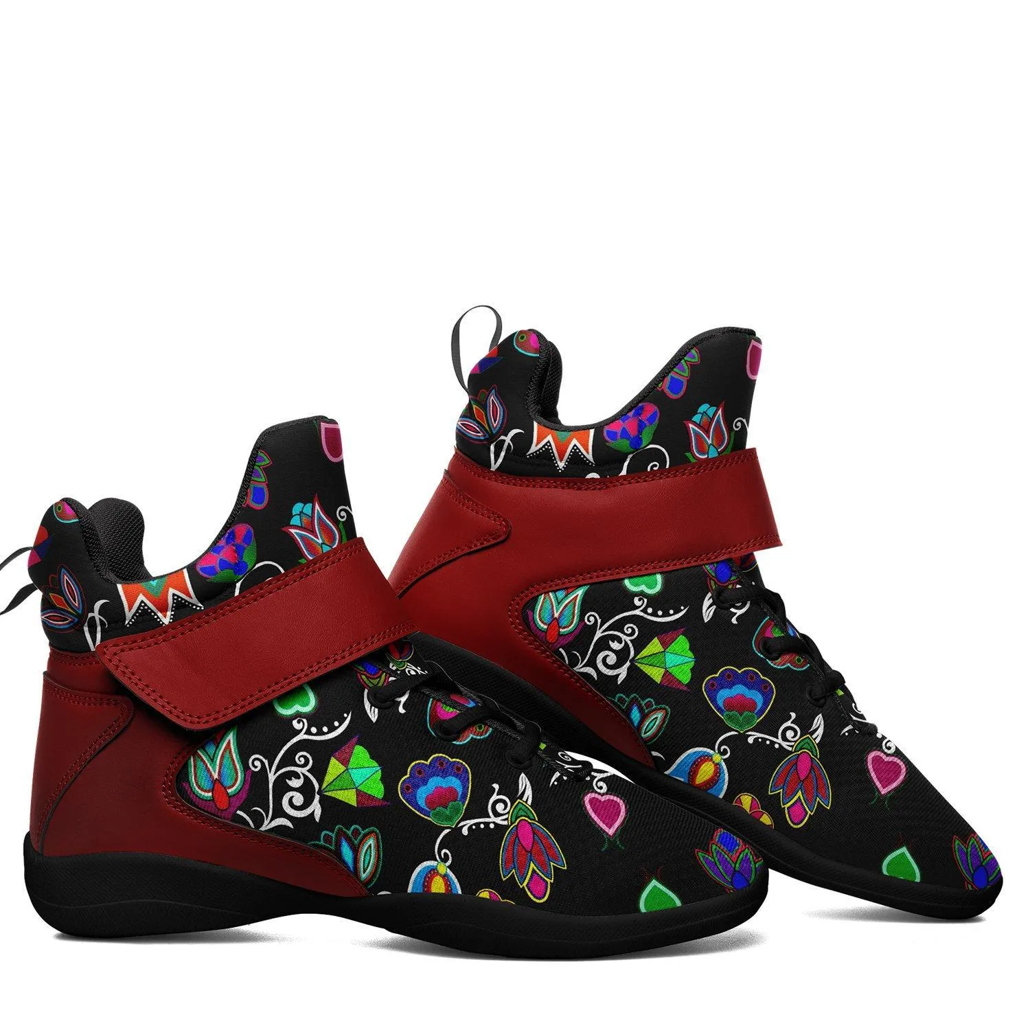 Indigenous Paisley Black Ipottaa Basketball / Sport High Top Shoes - Black Sole