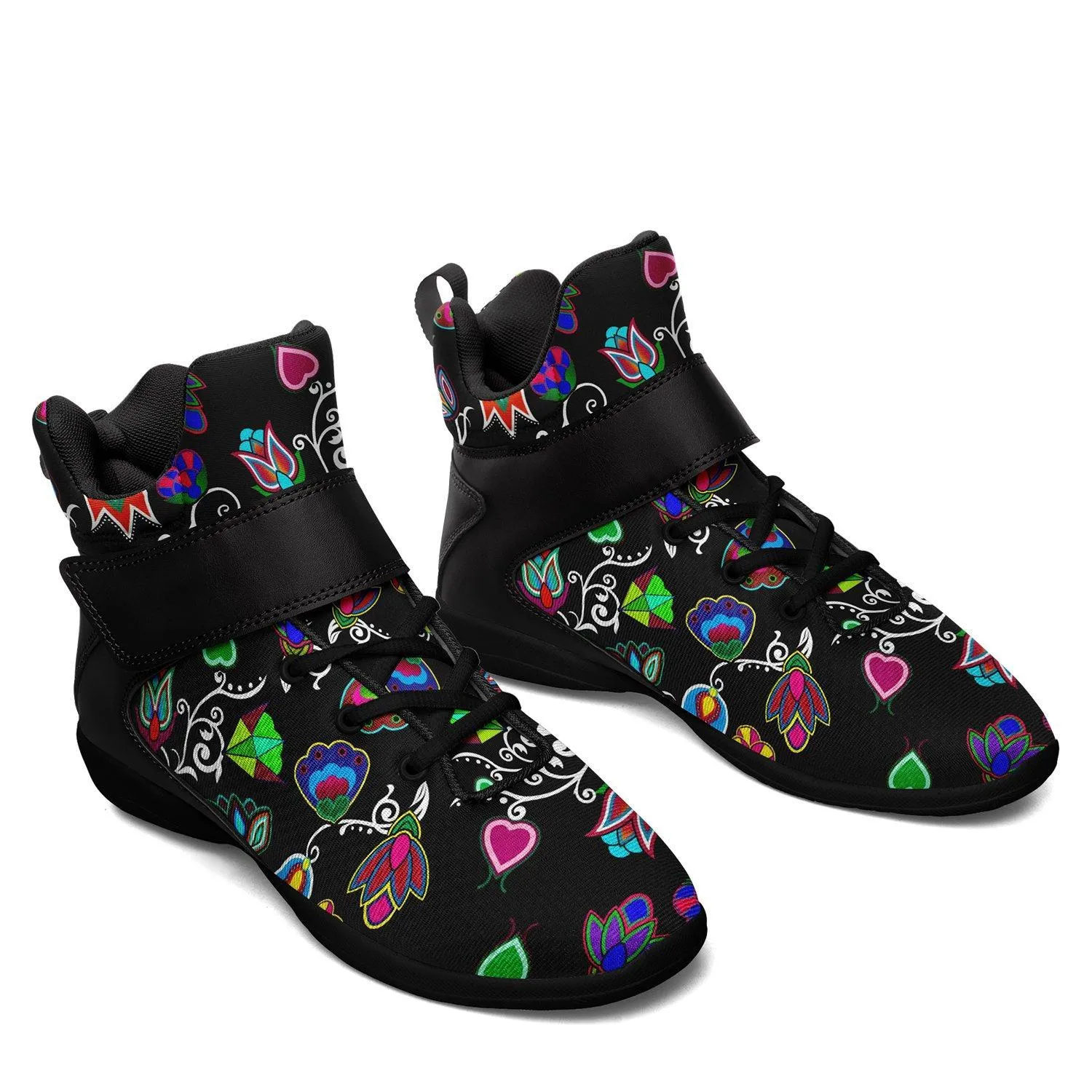 Indigenous Paisley Black Ipottaa Basketball / Sport High Top Shoes - Black Sole