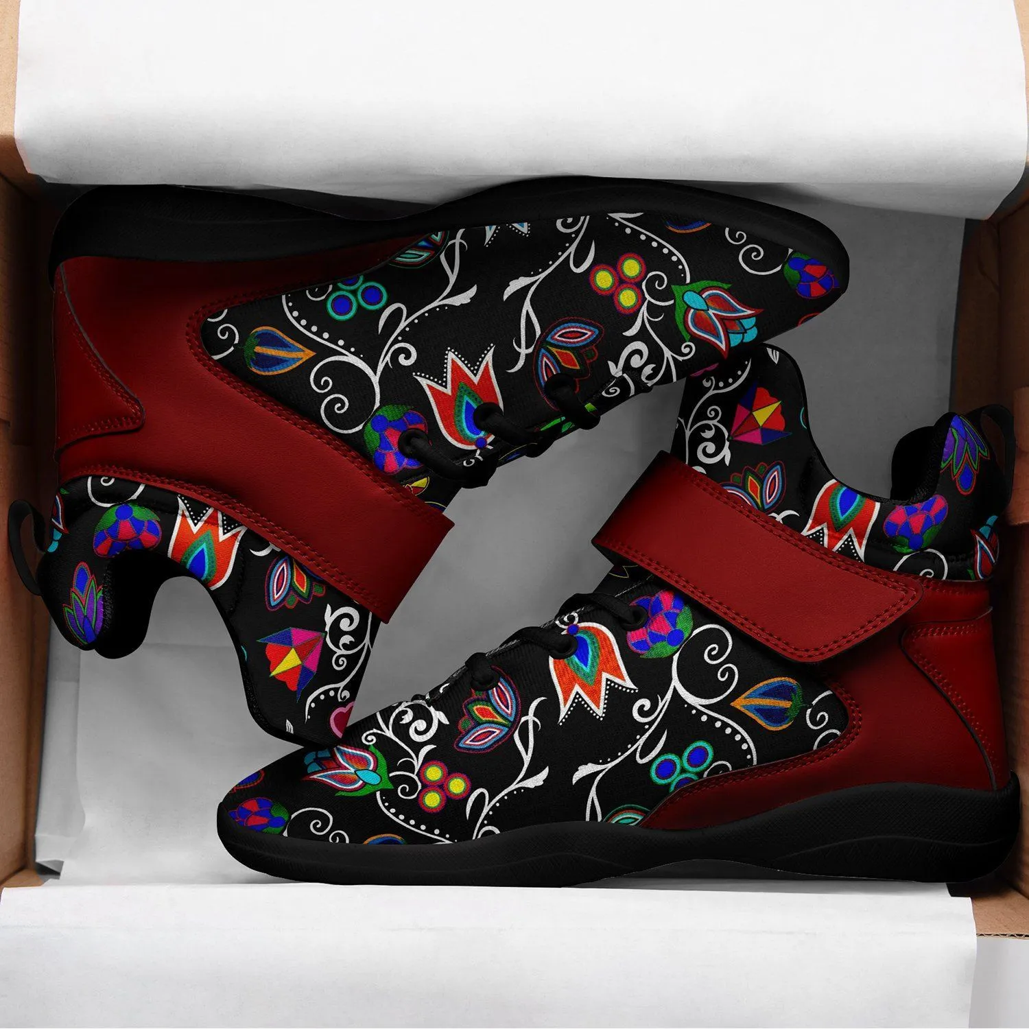 Indigenous Paisley Black Ipottaa Basketball / Sport High Top Shoes - Black Sole