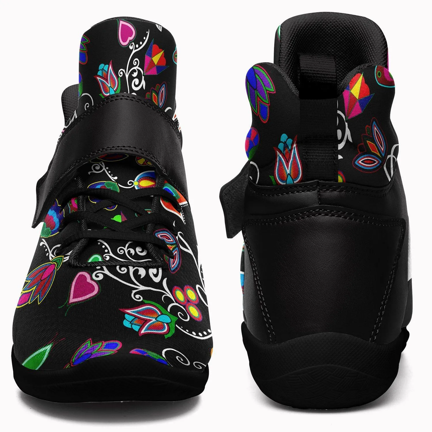 Indigenous Paisley Black Ipottaa Basketball / Sport High Top Shoes - Black Sole