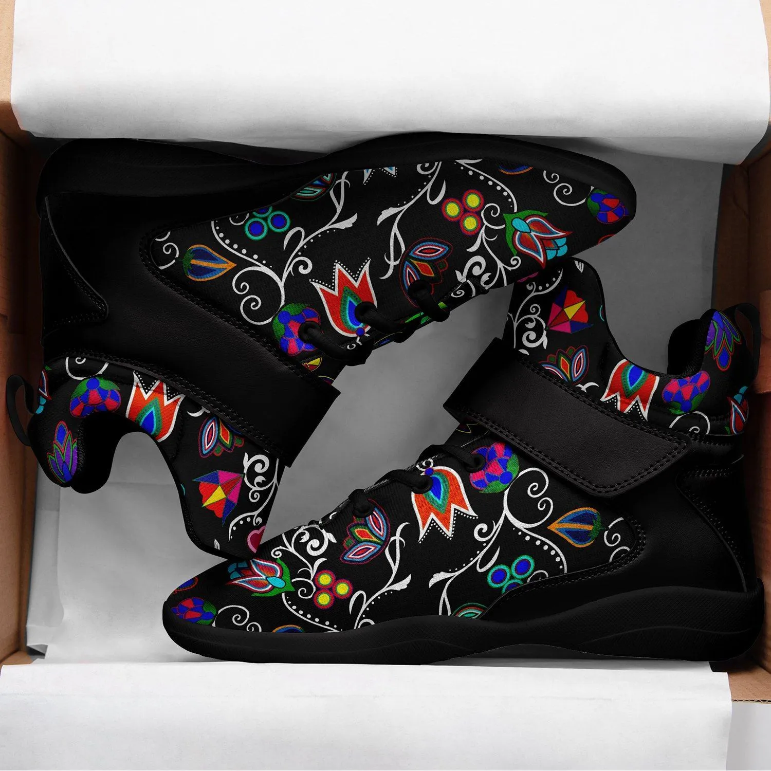 Indigenous Paisley Black Ipottaa Basketball / Sport High Top Shoes - Black Sole