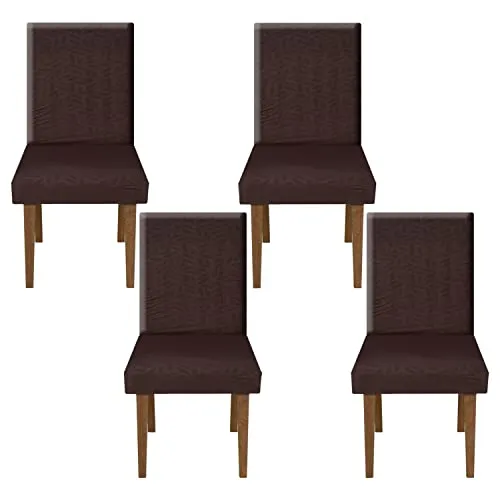 Kuber Industries Leaf Printed Elastic Stretchable Polyster Chair Cover for Home, Office, Hotels, Wedding Banquet- Pack of 4 (Brown)-50KM01003