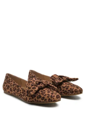 Leopard London Rag Casual Walking Bow Loafers