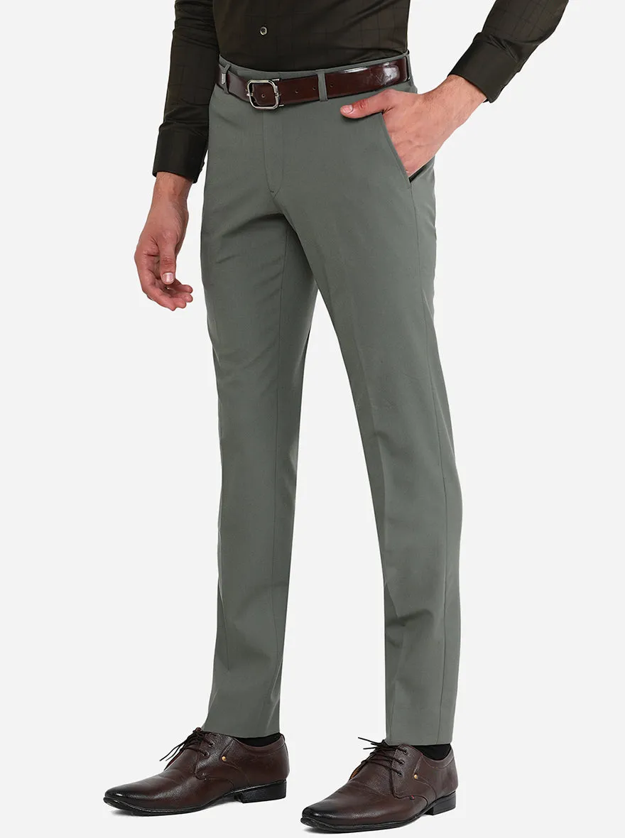 Light Green Solid Super Slim Fit Formal Trouser | JB Studio