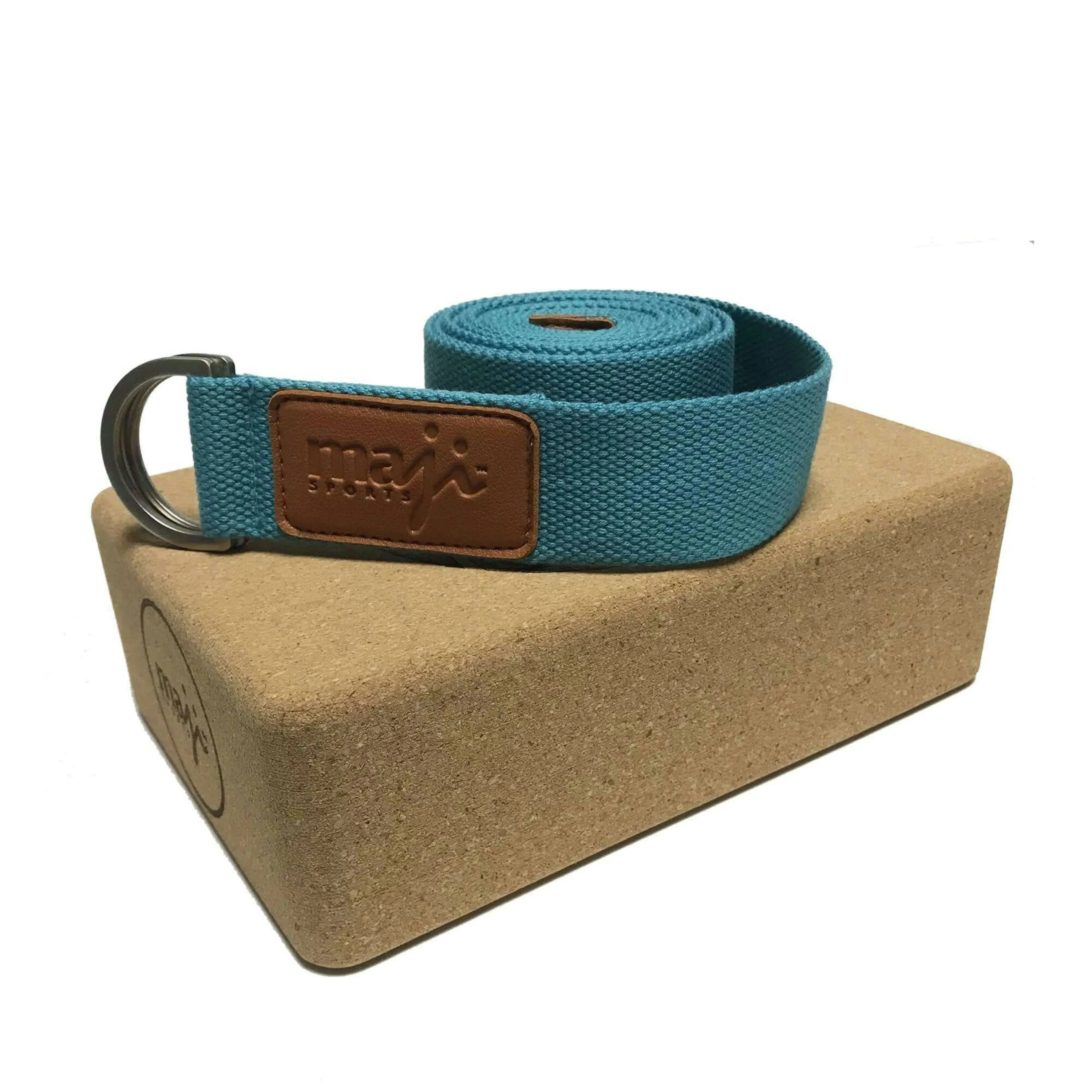 Maji Sports Cork Yoga Block & Strap Combo