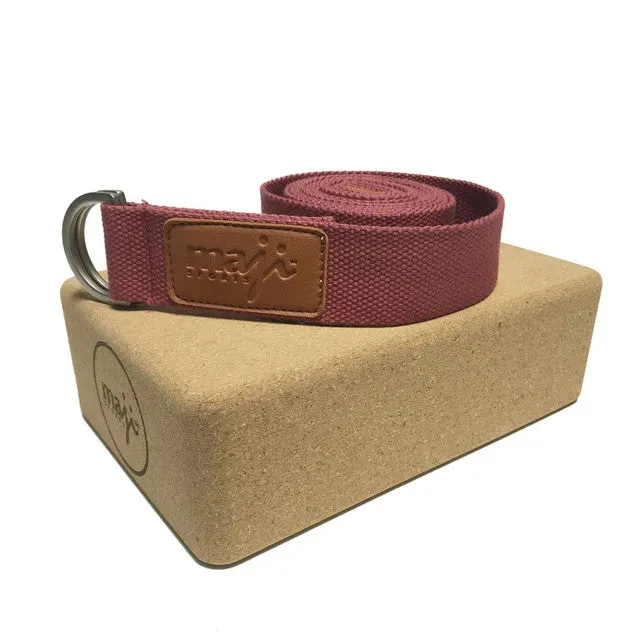 Maji Sports Cork Yoga Block & Strap Combo