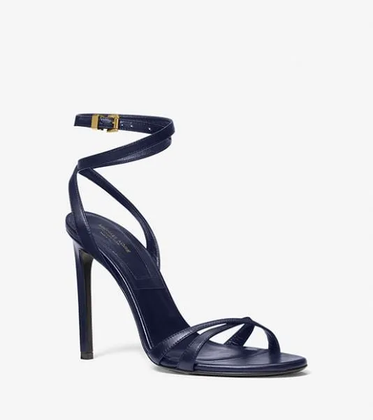 Michael Kors Chrissy Leather Heeled Sandals, Navy