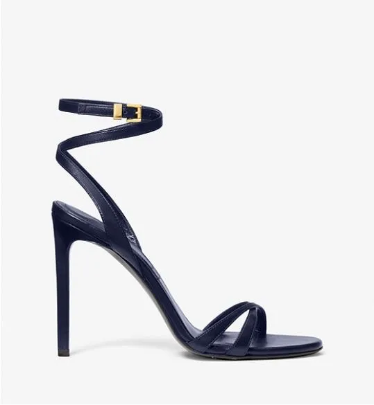 Michael Kors Chrissy Leather Heeled Sandals, Navy