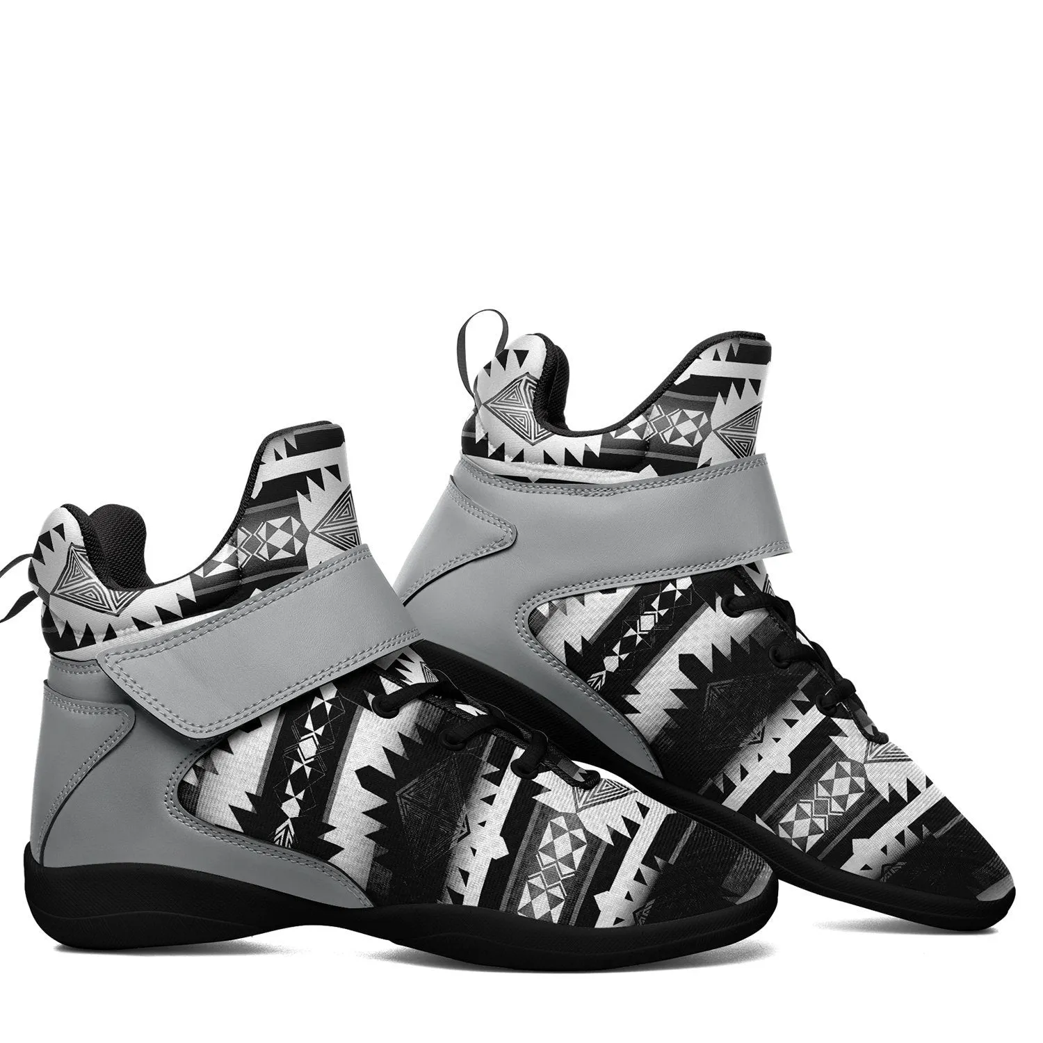 Okotoks Black and White Ipottaa Basketball / Sport High Top Shoes - Black Sole