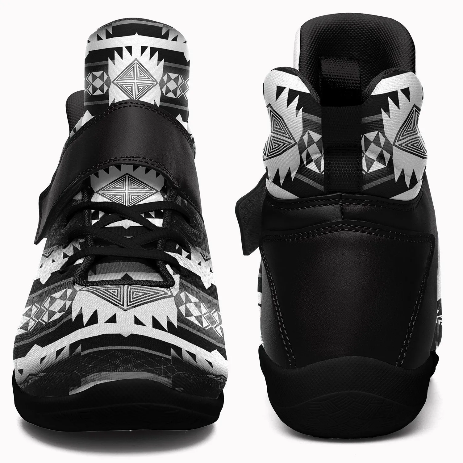 Okotoks Black and White Ipottaa Basketball / Sport High Top Shoes - Black Sole