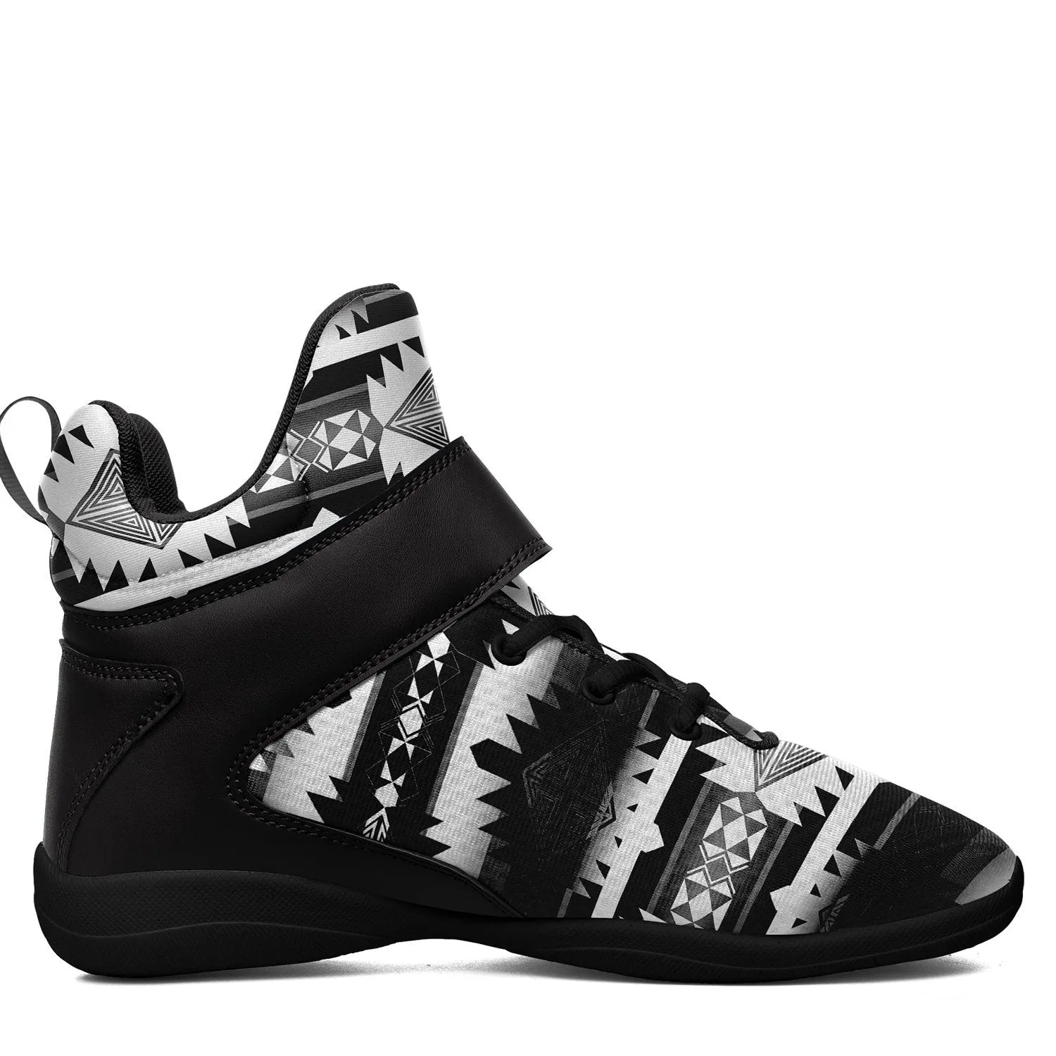 Okotoks Black and White Ipottaa Basketball / Sport High Top Shoes - Black Sole