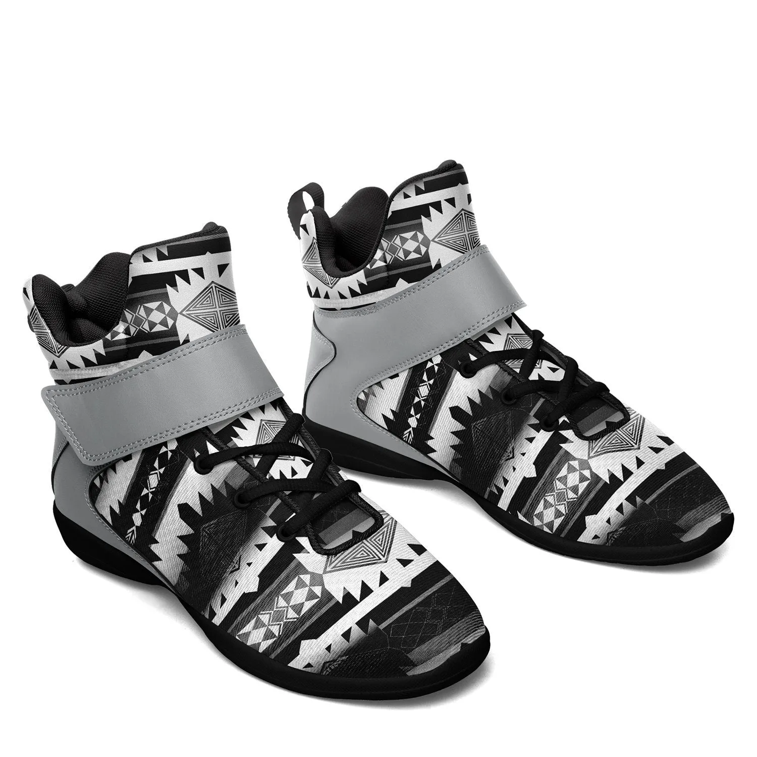 Okotoks Black and White Ipottaa Basketball / Sport High Top Shoes - Black Sole