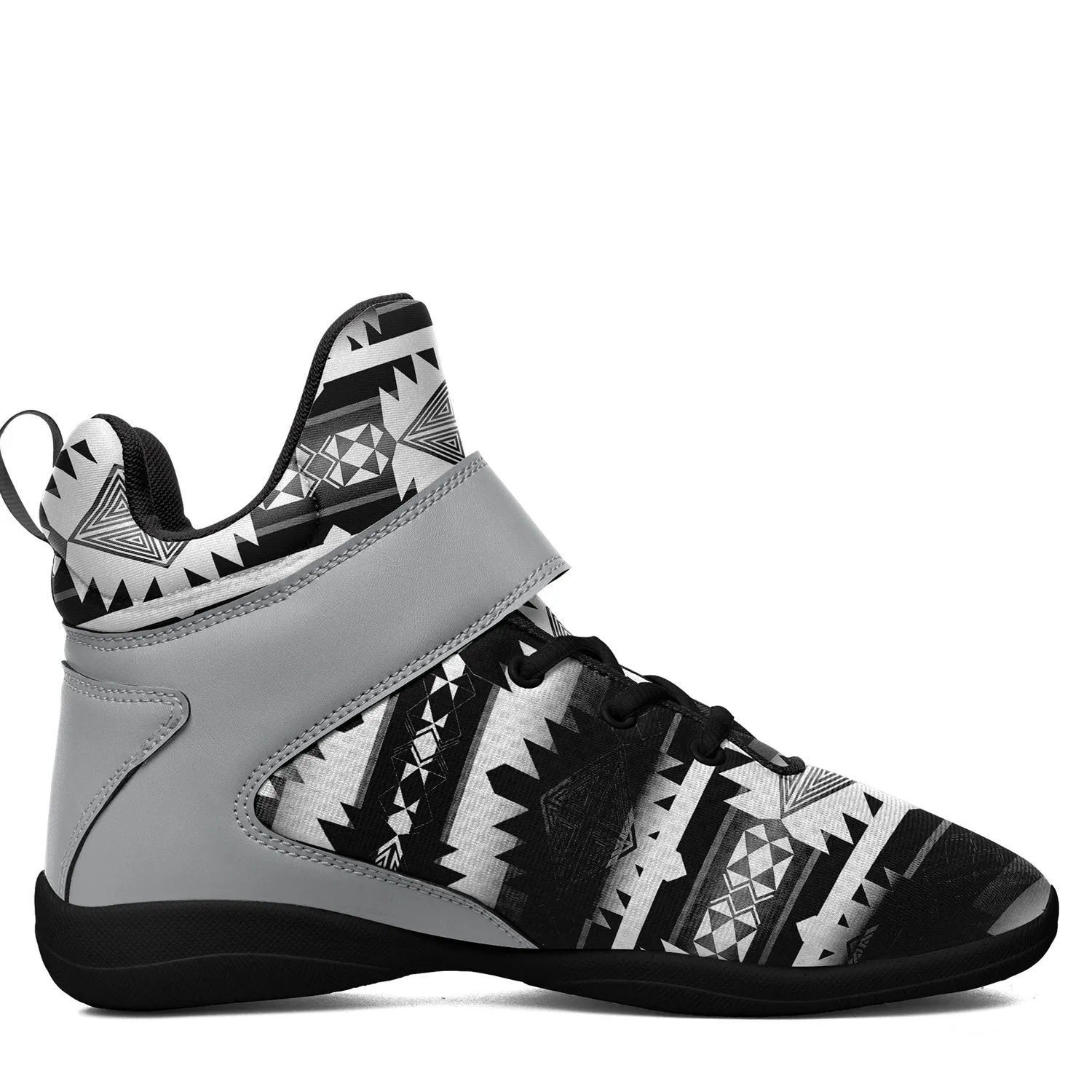 Okotoks Black and White Ipottaa Basketball / Sport High Top Shoes - Black Sole