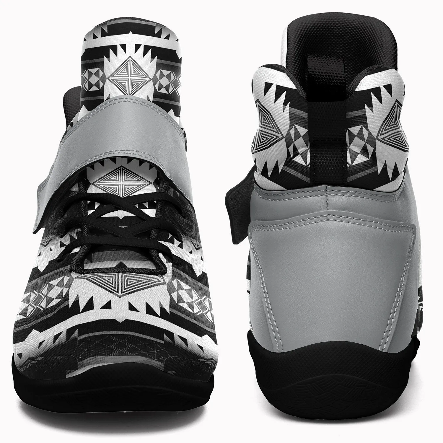 Okotoks Black and White Ipottaa Basketball / Sport High Top Shoes - Black Sole