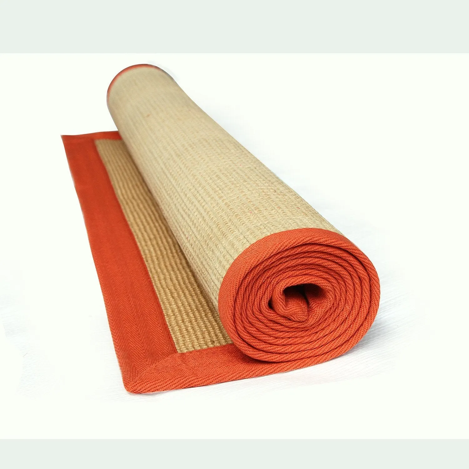 OnlyMat Eco-Friendly Jute Anti-Skid Yoga Mat With Orange Cotton Border